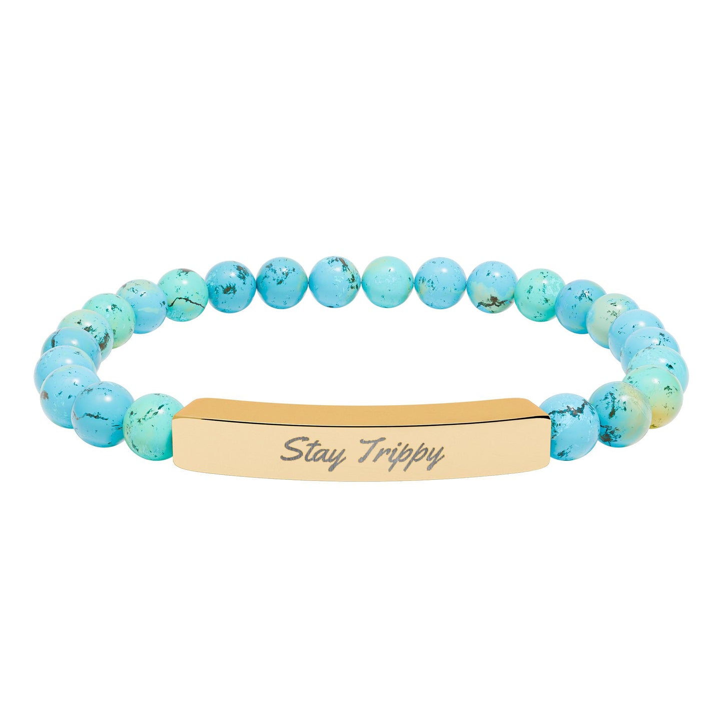 Natural Stone Stretch Bar Bracelet (Engraving)