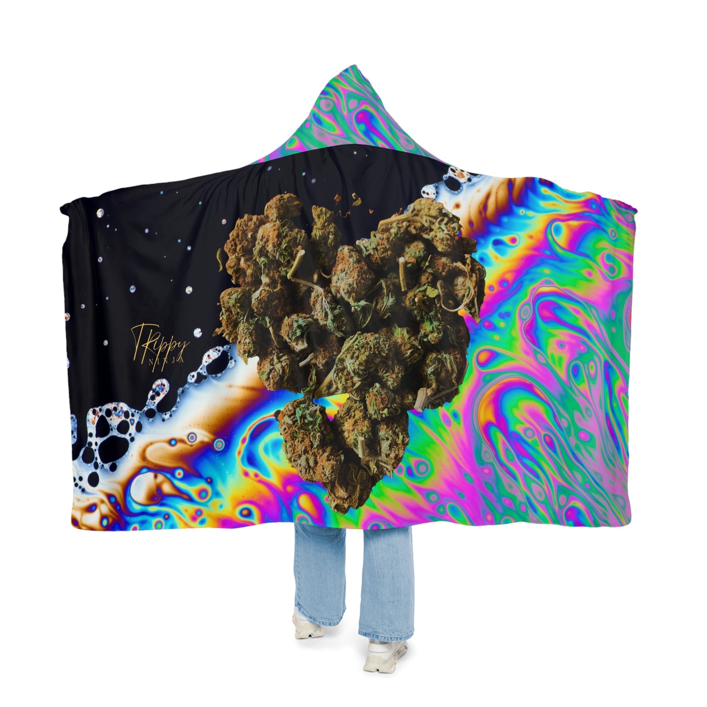 Trippy Weed Heart Snuggle Blanket
