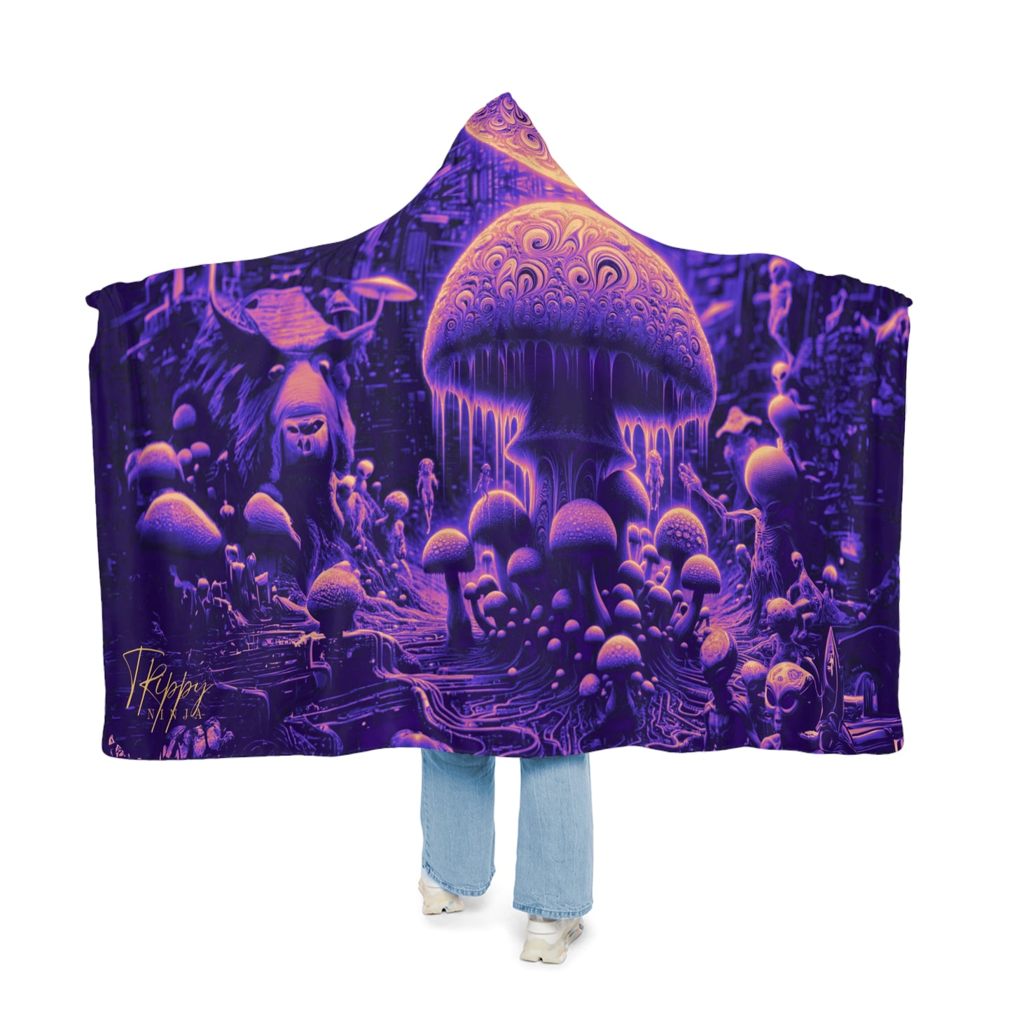 Mushrooms And Aliens Snuggle Blanket