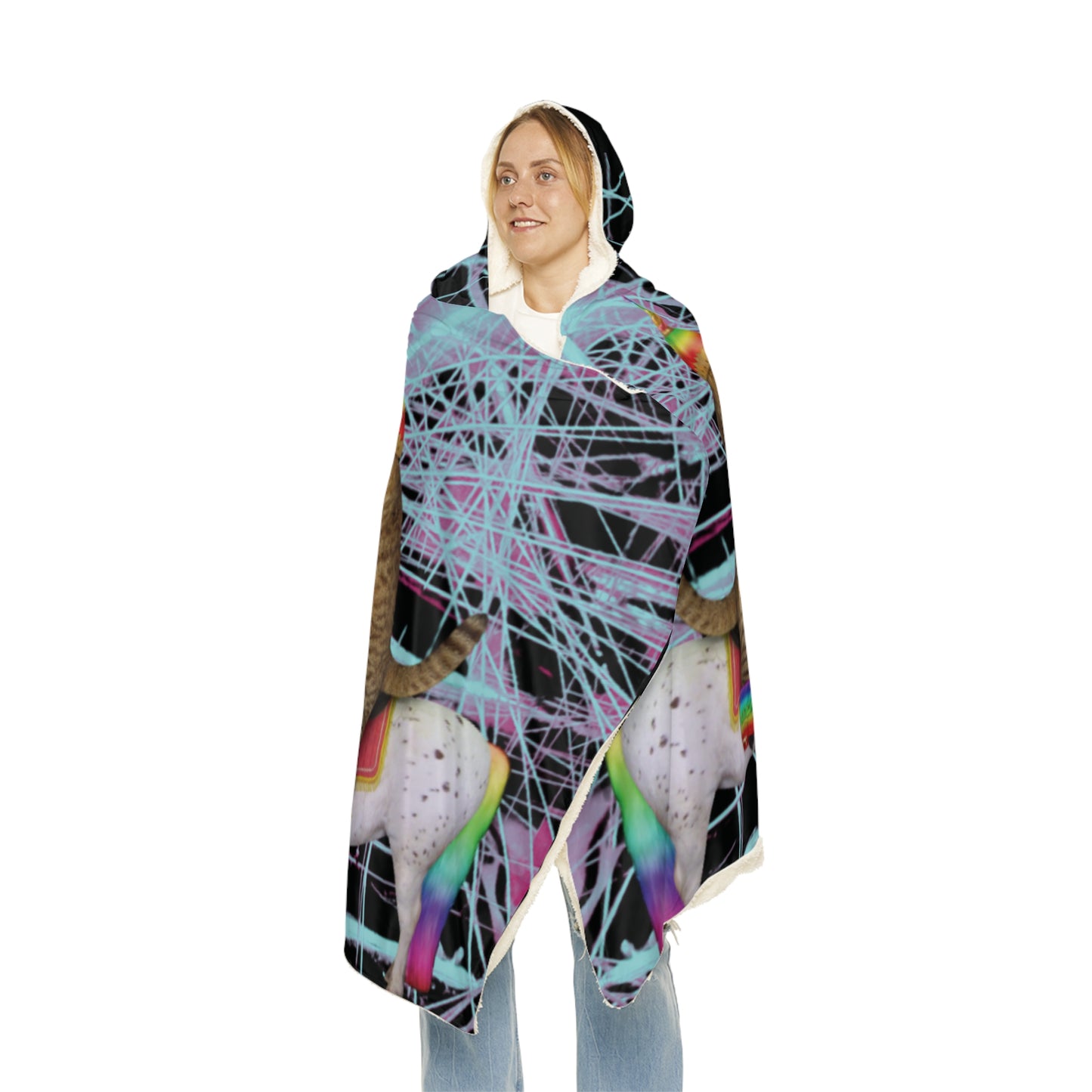 Trippy Kitty Unicorn Swordfight Snuggle Blanket