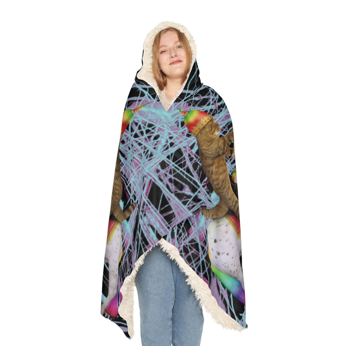 Trippy Kitty Unicorn Swordfight Snuggle Blanket