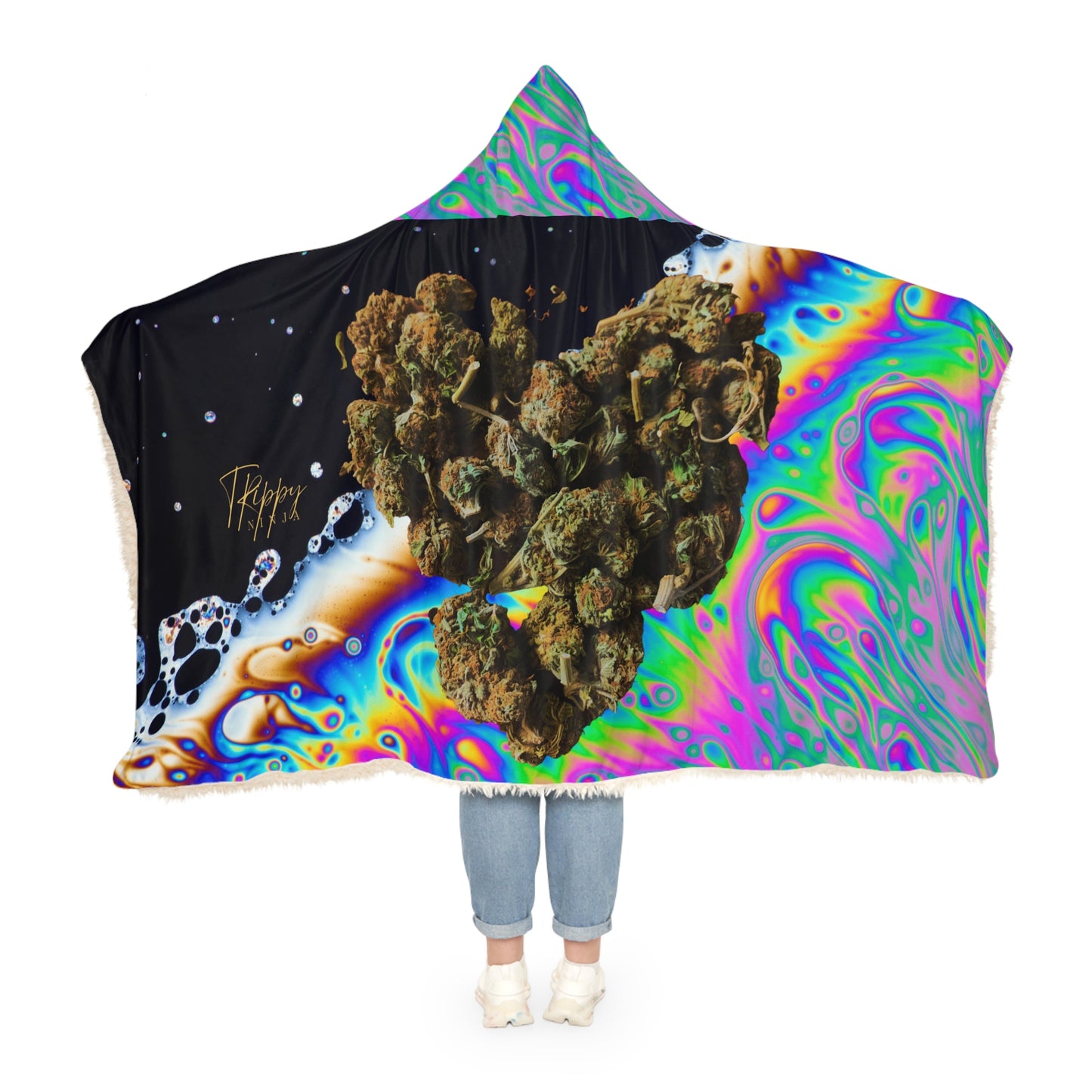 Trippy Weed Heart Snuggle Blanket