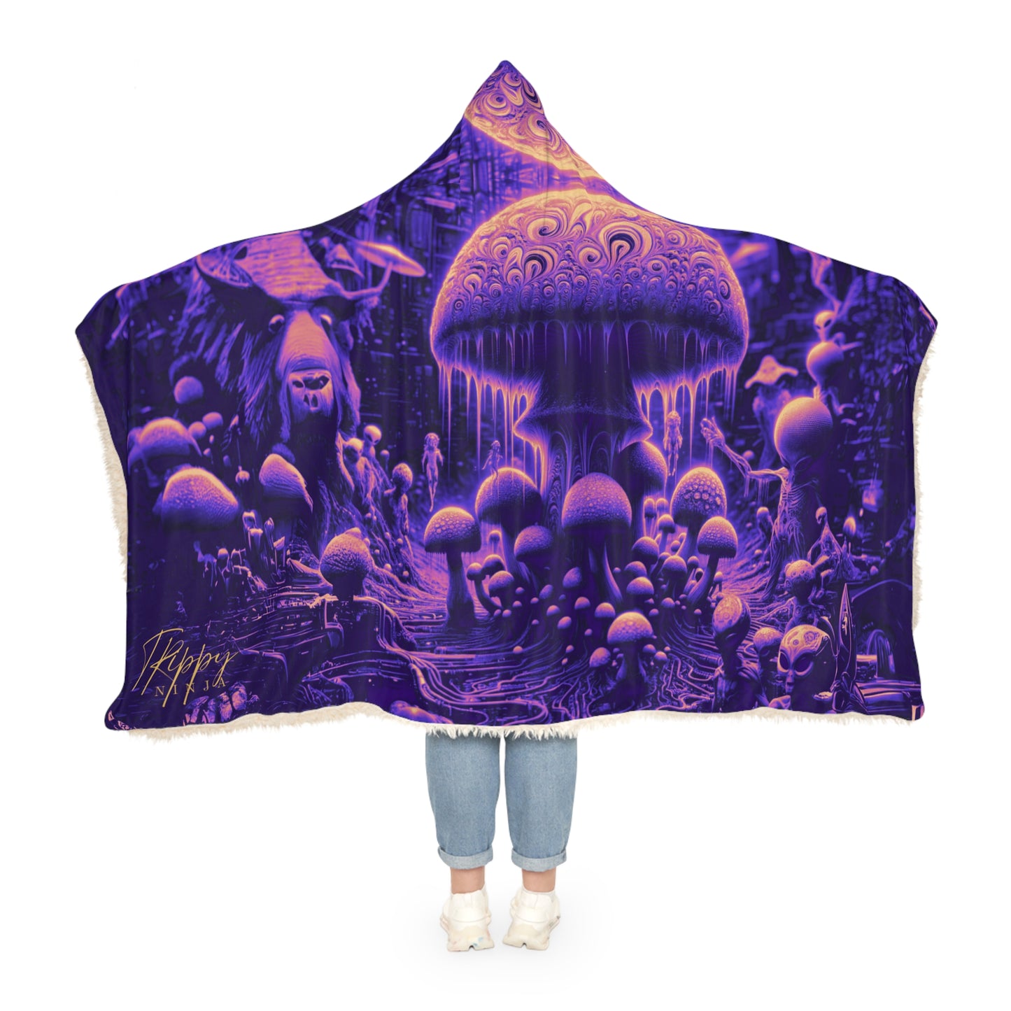 Mushrooms And Aliens Snuggle Blanket