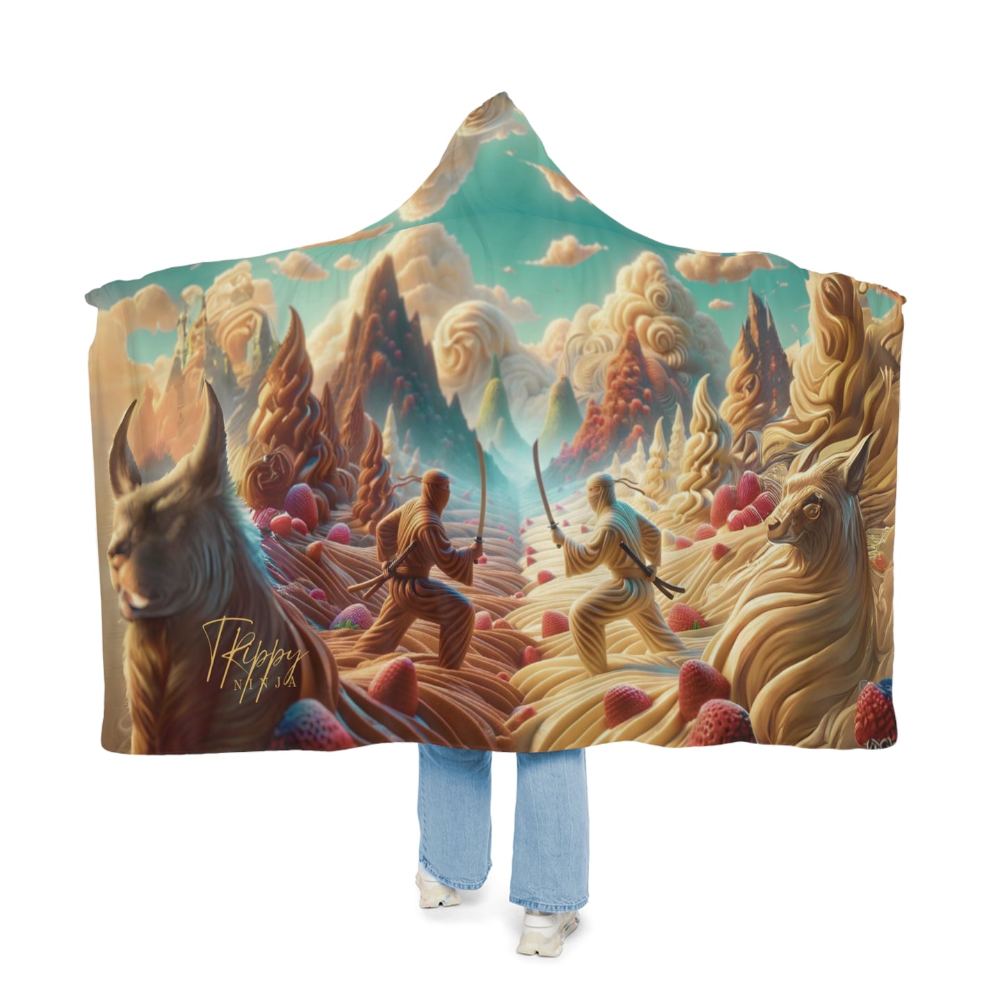 Ice Cream Ninja Sword Fight Hooded Blanket