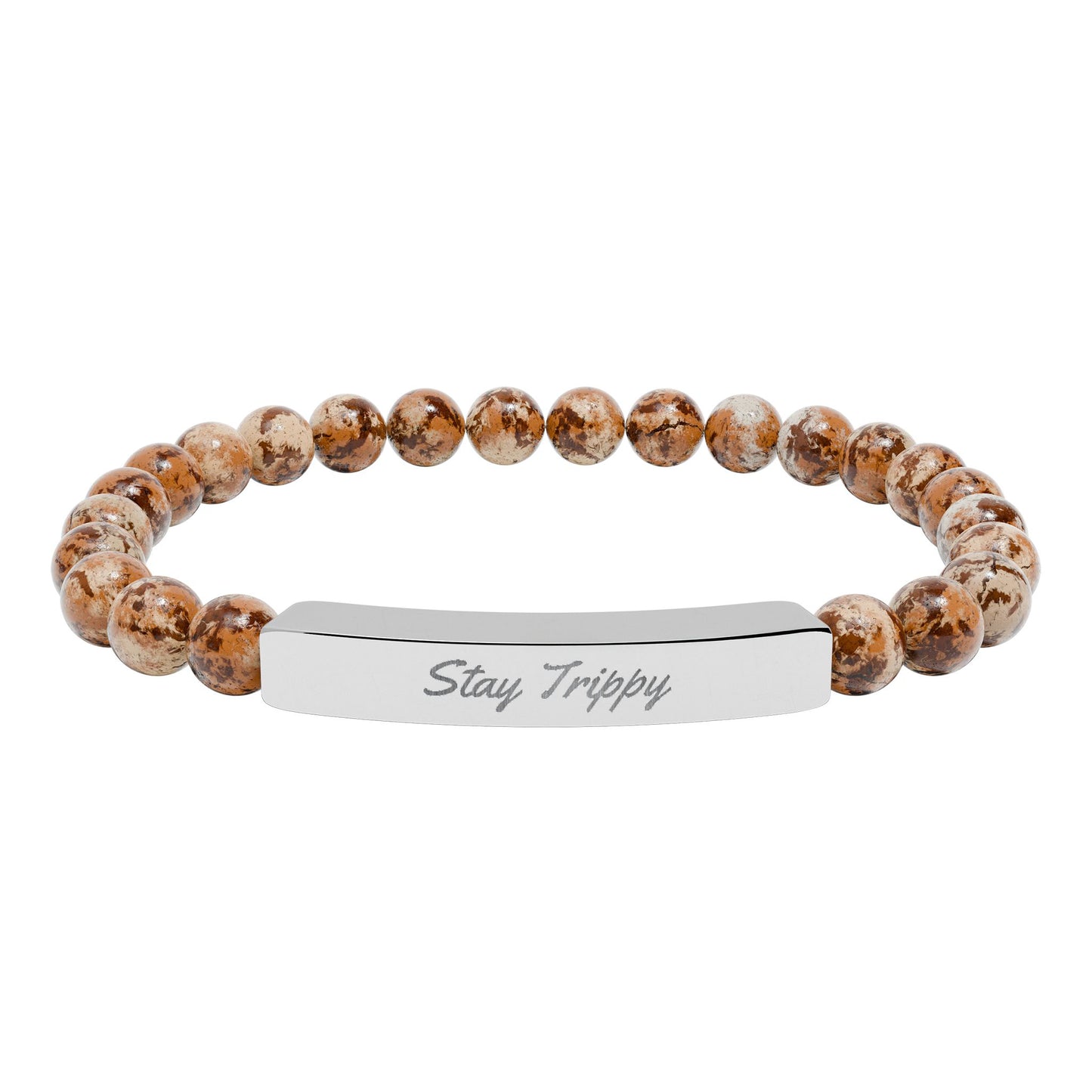Natural Stone Stretch Bar Bracelet (Engraving)