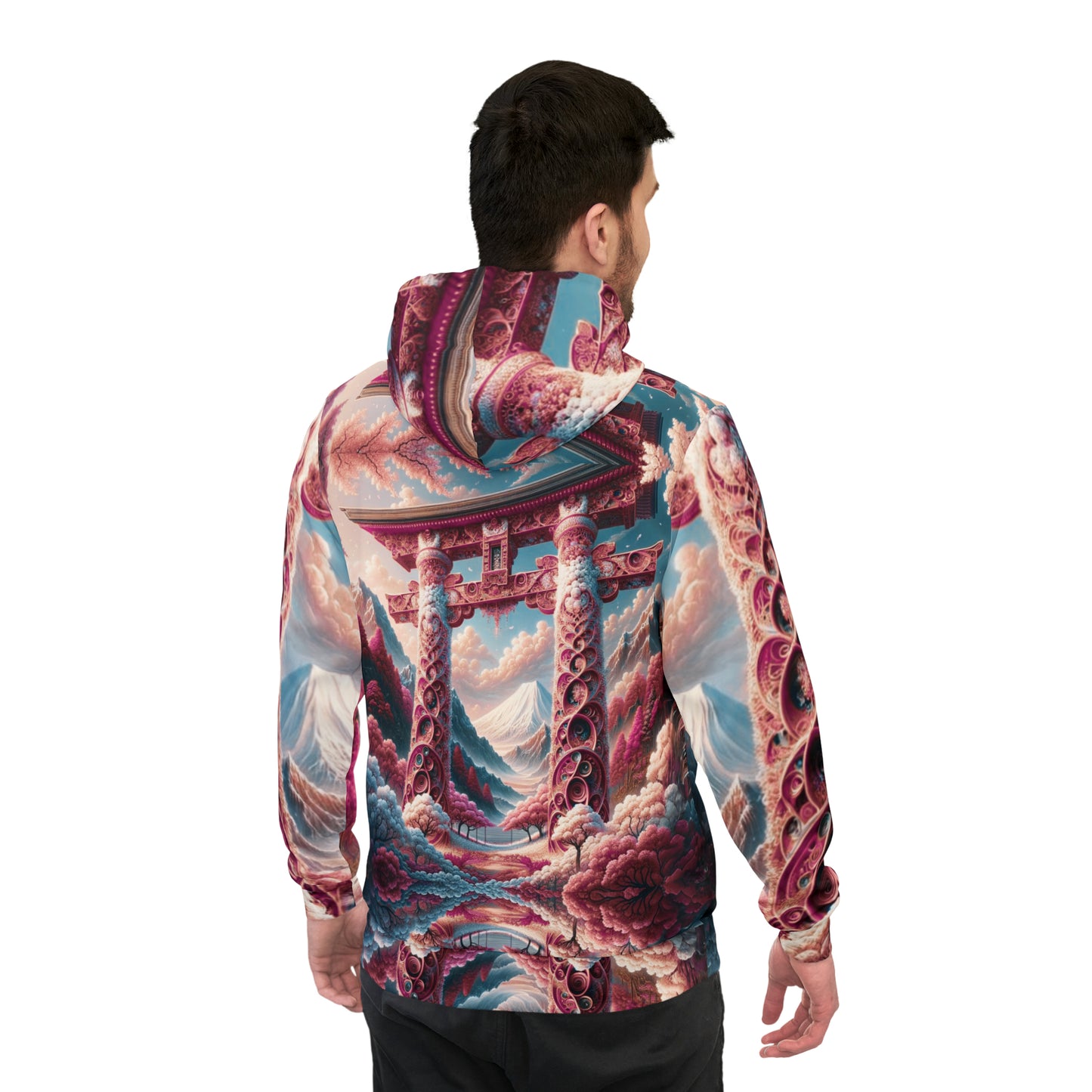 Japanese Arches and Cherry Blossoms Athletic Hoodie