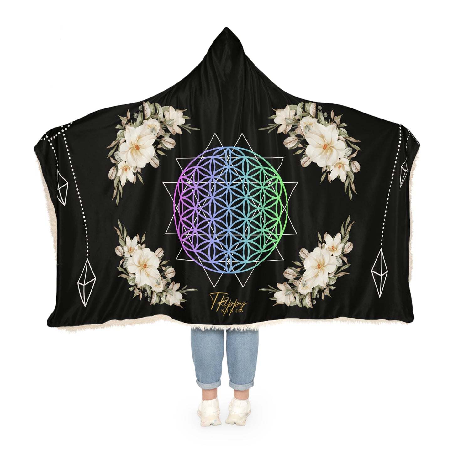 Flower Of Life Bloom Hooded Blanket
