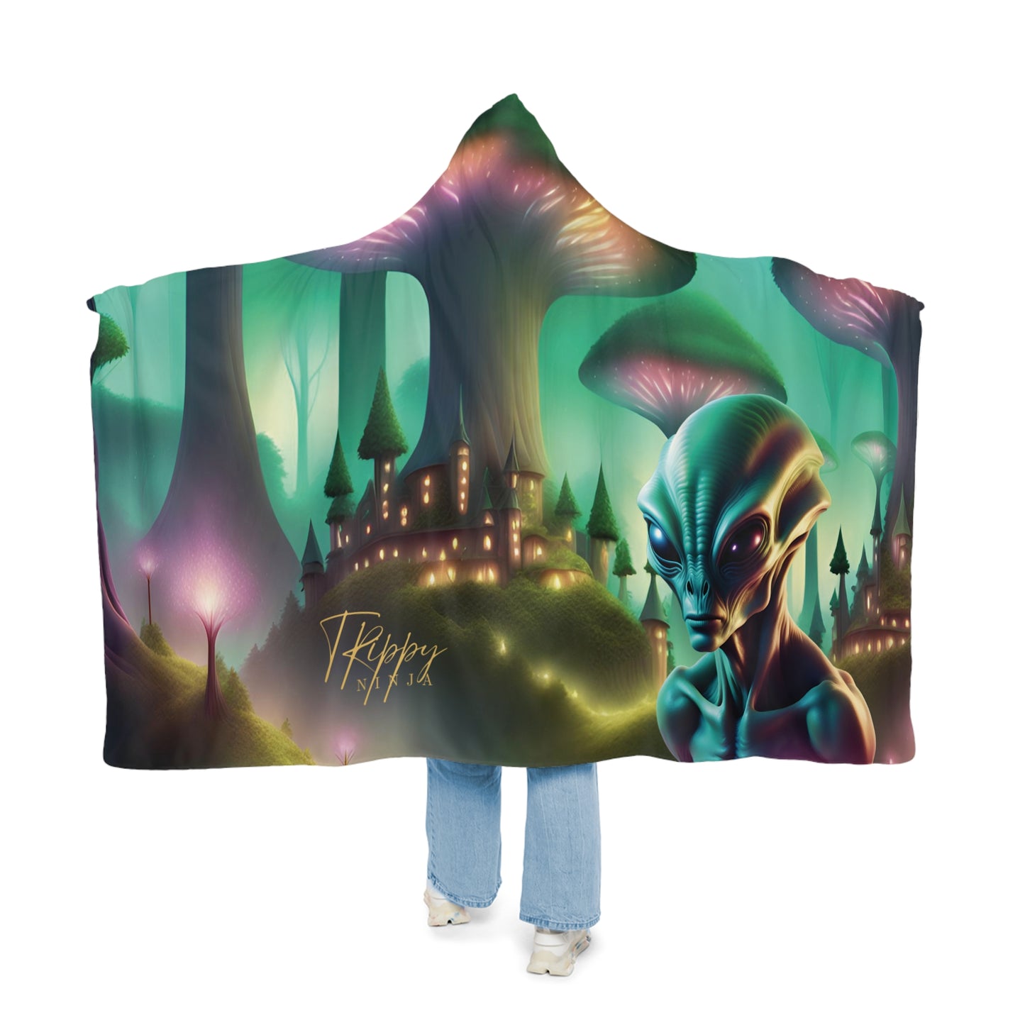 Alien Mushroom People Snuggle Blanket