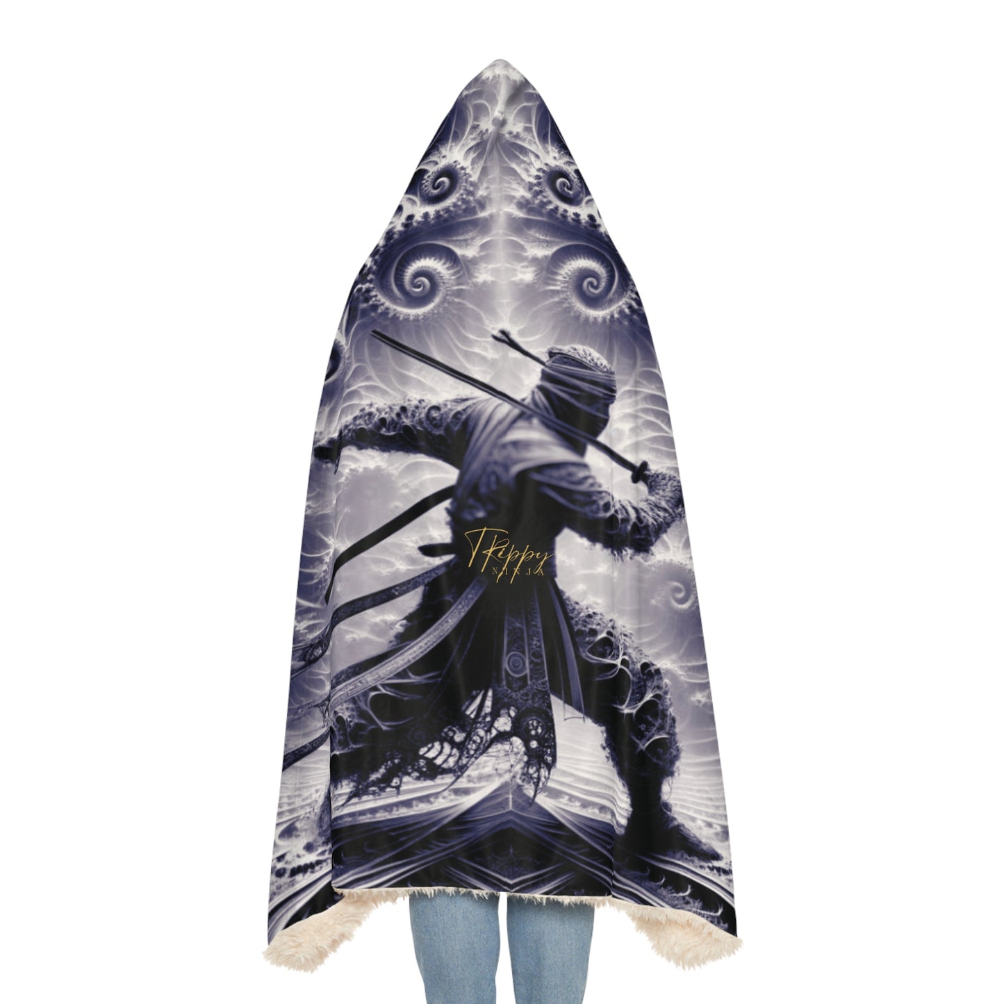 Trippy Ninja Fractal Hooded Blanket