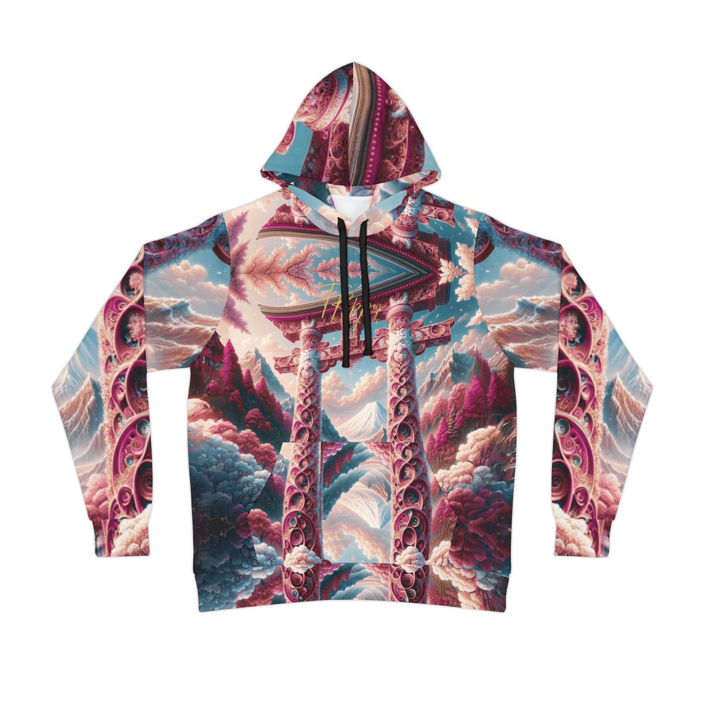 Japanese Arches and Cherry Blossoms Athletic Hoodie