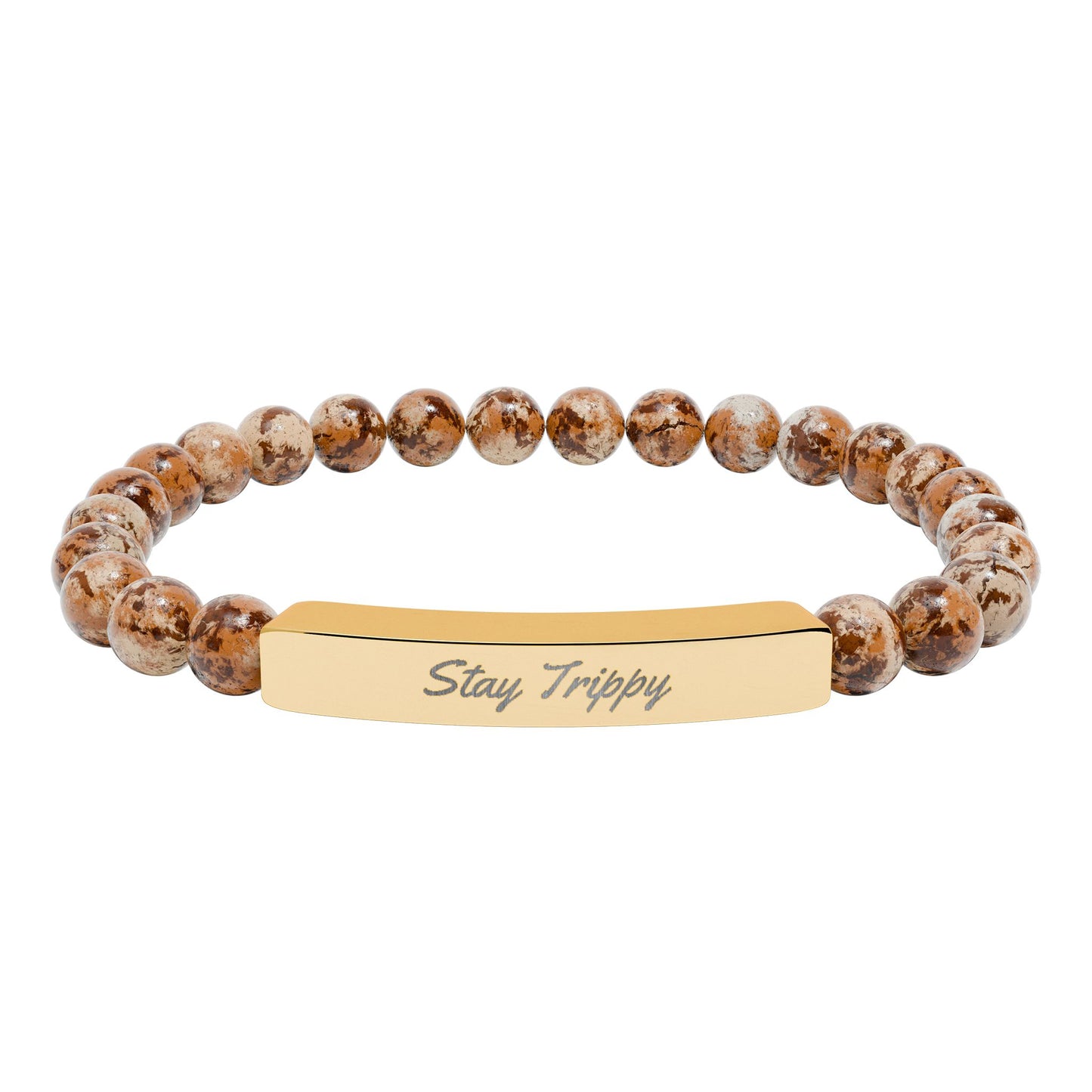 Natural Stone Stretch Bar Bracelet (Engraving)