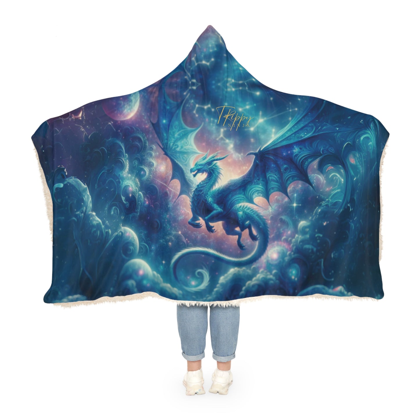 Celestial Dragon Tapestry (Bonsai x TrippyNinja) Hooded Blanket