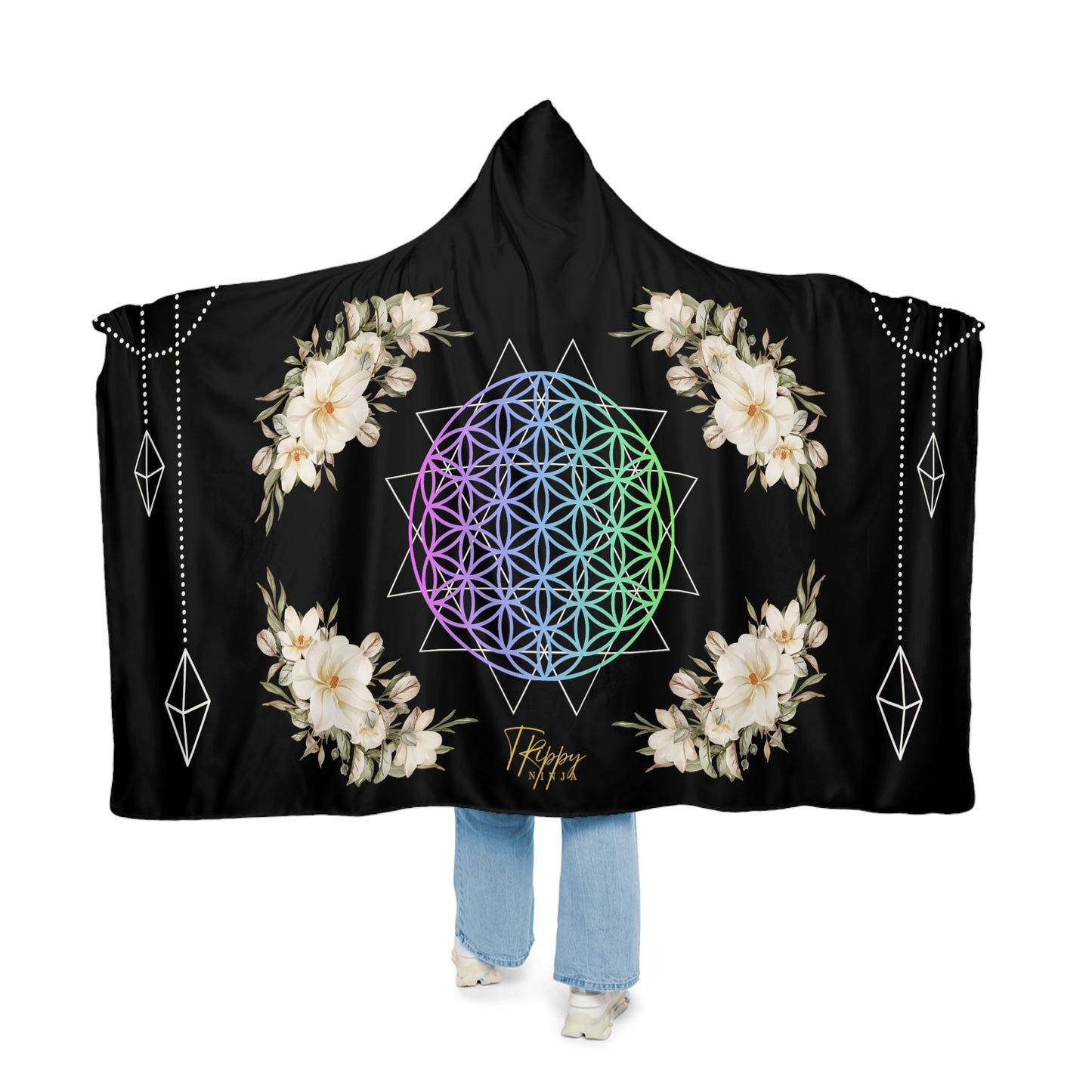 Flower Of Life Bloom Hooded Blanket