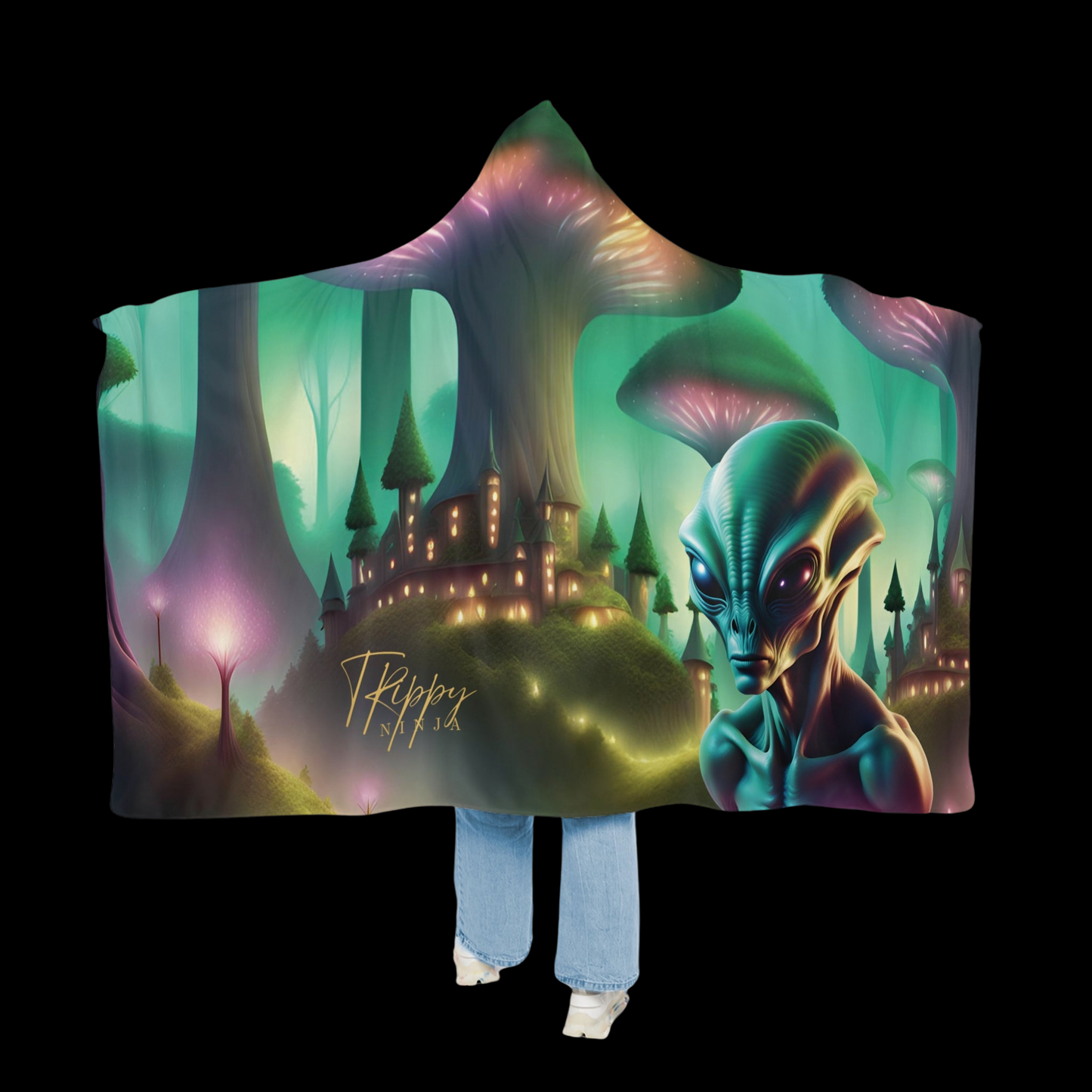 Alien Mushroom People Snuggle Blanket