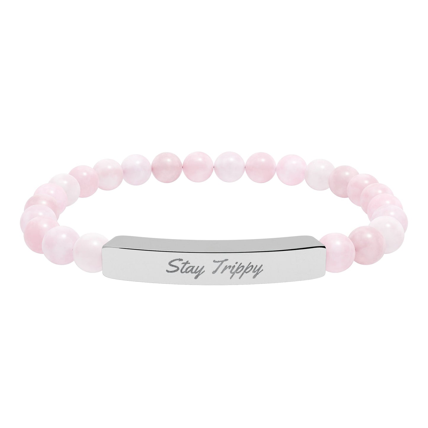 Natural Stone Stretch Bar Bracelet (Engraving)