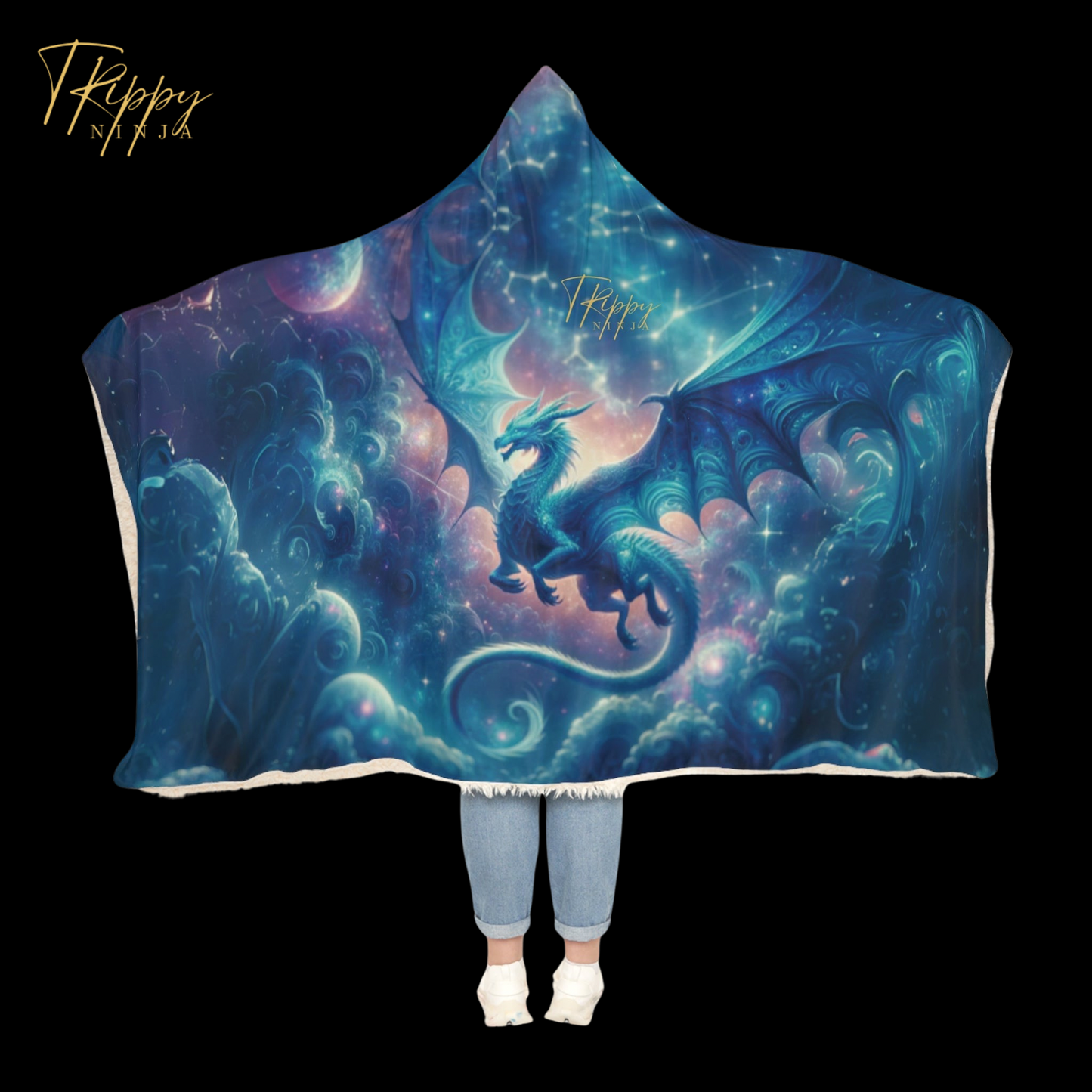 Celestial Dragon Tapestry (Bonsai x TrippyNinja) Hooded Blanket