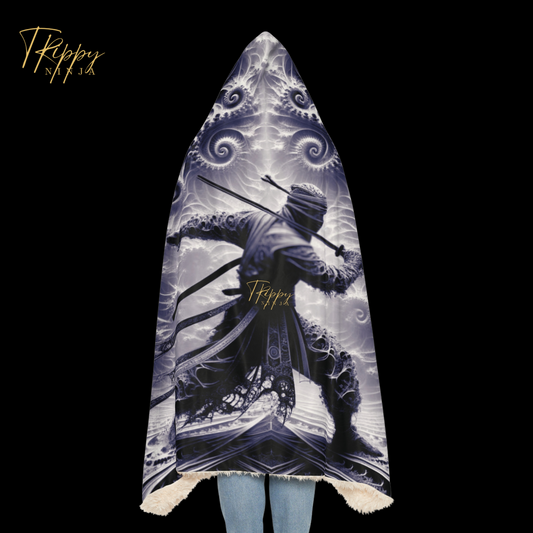 Trippy Ninja Fractal Hooded Blanket